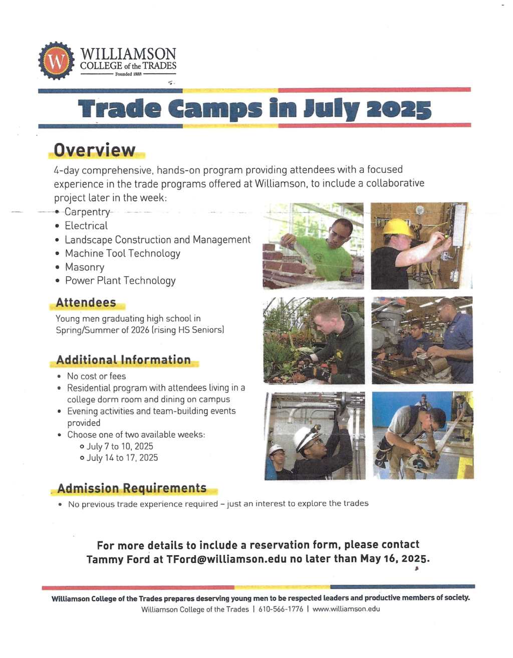 Williamson College of the Trades: Training Camp July&nbsp;2025